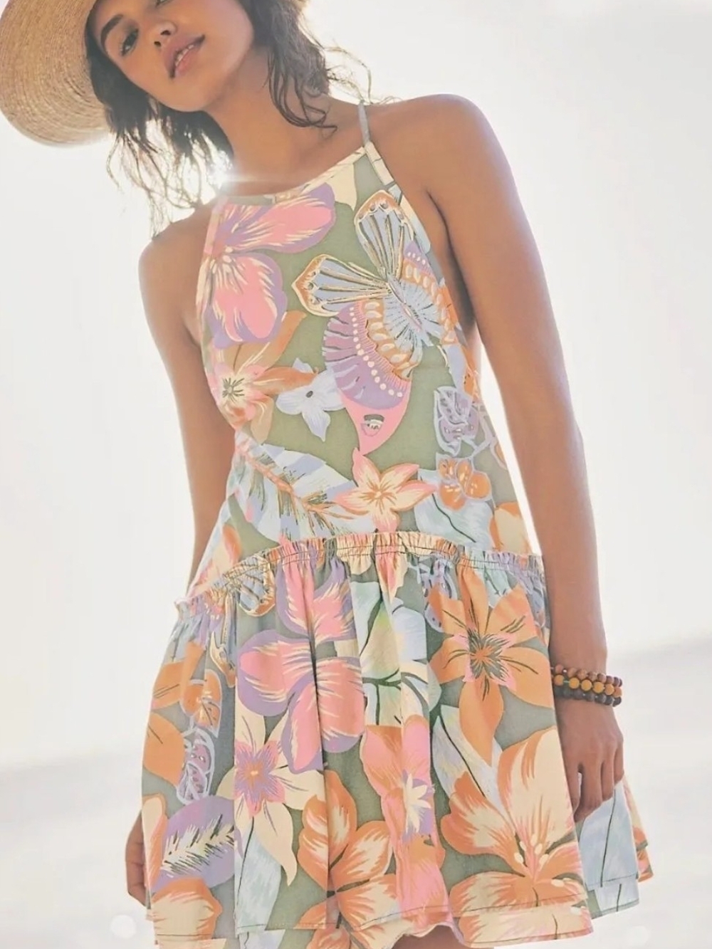 Free People Deserted Island Mini Dress In Rainforest Combo XS NWT